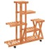 Soporte de flores con ruedas madera maciza abeto 95x25x101