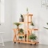 Soporte de flores con ruedas madera maciza abeto 95x25x101
