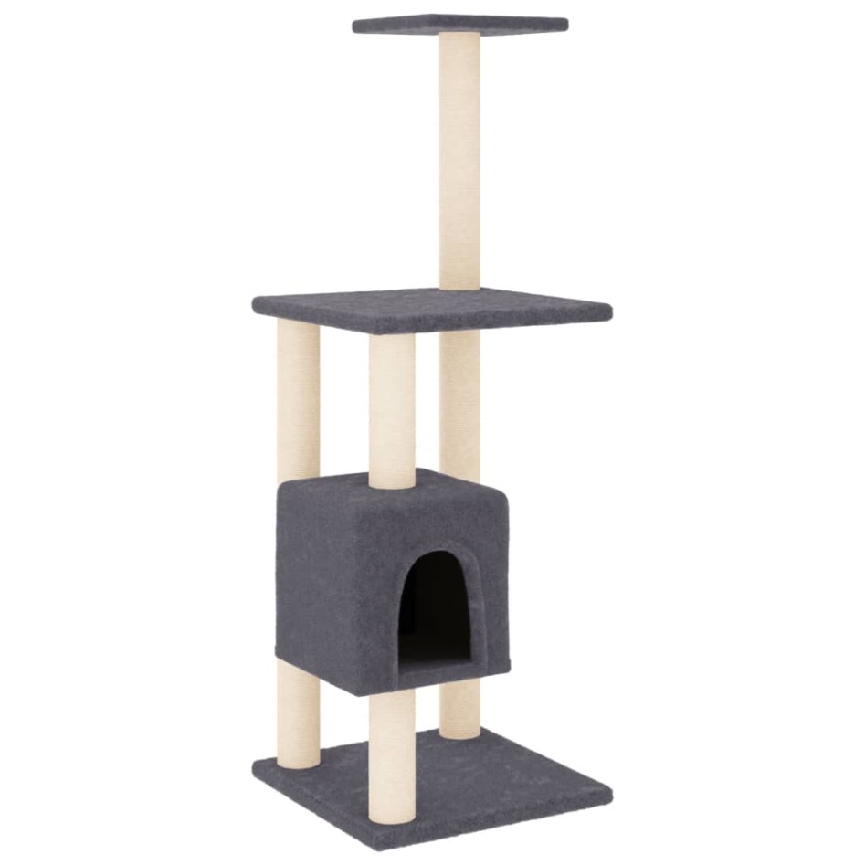 Rascador para gatos con postes de sisal gris oscuro 104