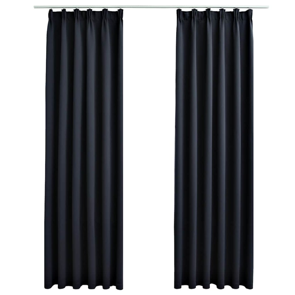 Cortinas opacas con ganchos 2 piezas gris antracita 140x245