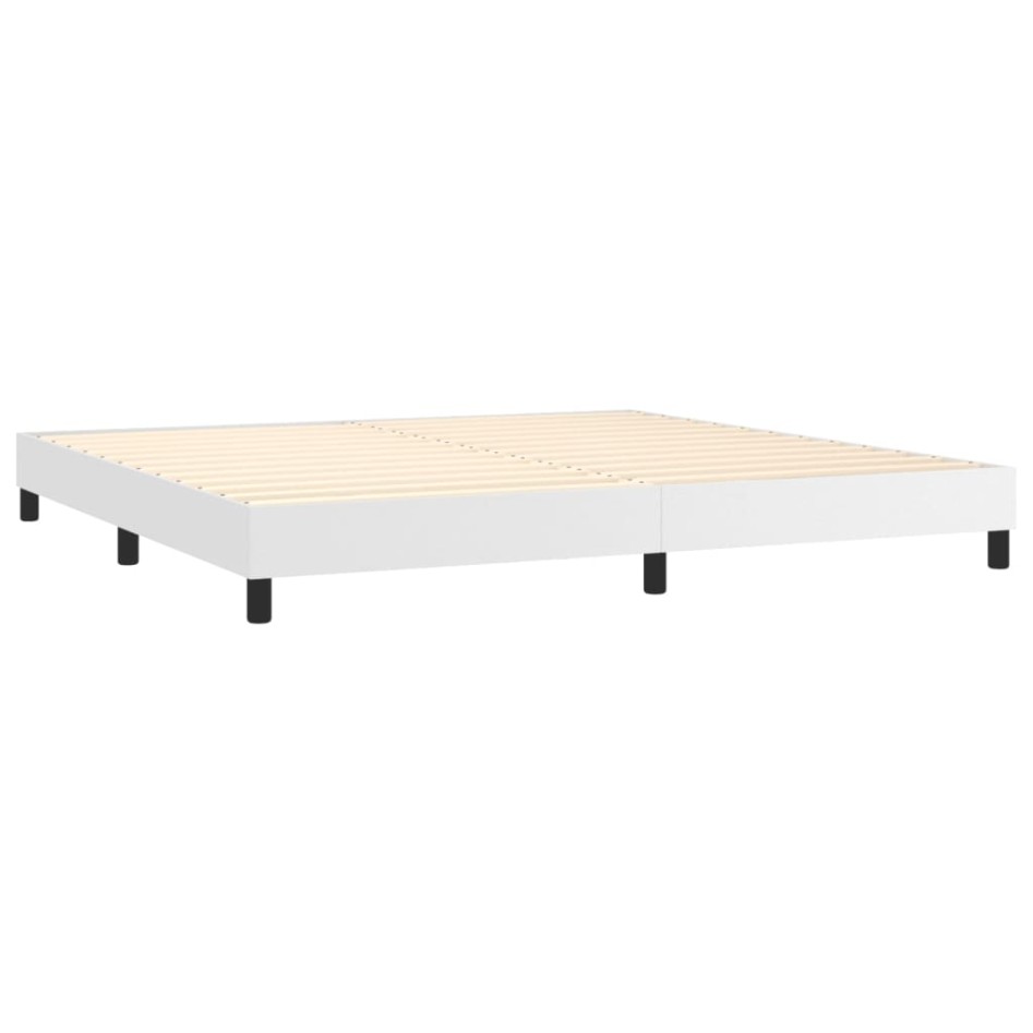 Estructura de cama box spring cuero sintético blanco 200x200