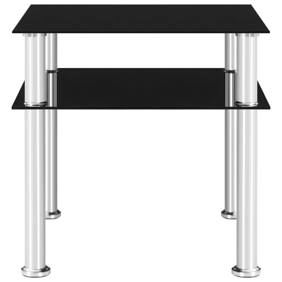 Mesa auxiliar vidrio templado negra 45x50x45