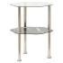 Mesa auxiliar 2 niveles vidrio transparente y negro 38x38x50