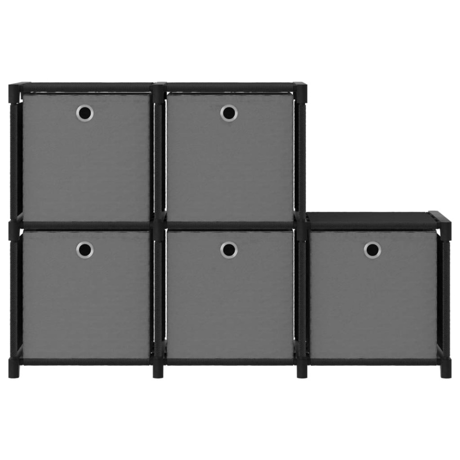Estantería de 5 cubos con cajas de tela negro 103x30x72,5