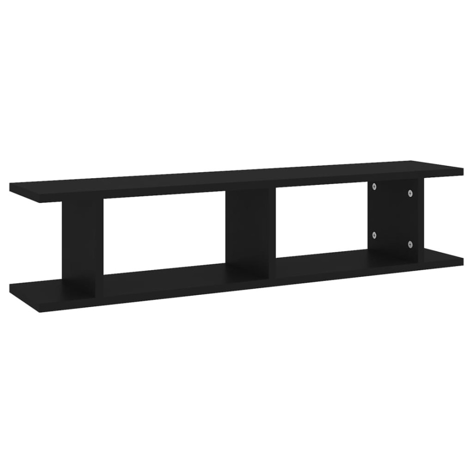 Estantes de pared 2 uds madera contrachapada negro 90x18x20
