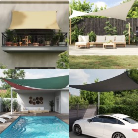 Toldo de vela triangular tela Oxford beige 4x5x6,4