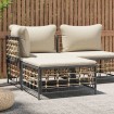 Taburete de jardín con cojín ratán sintético beige
