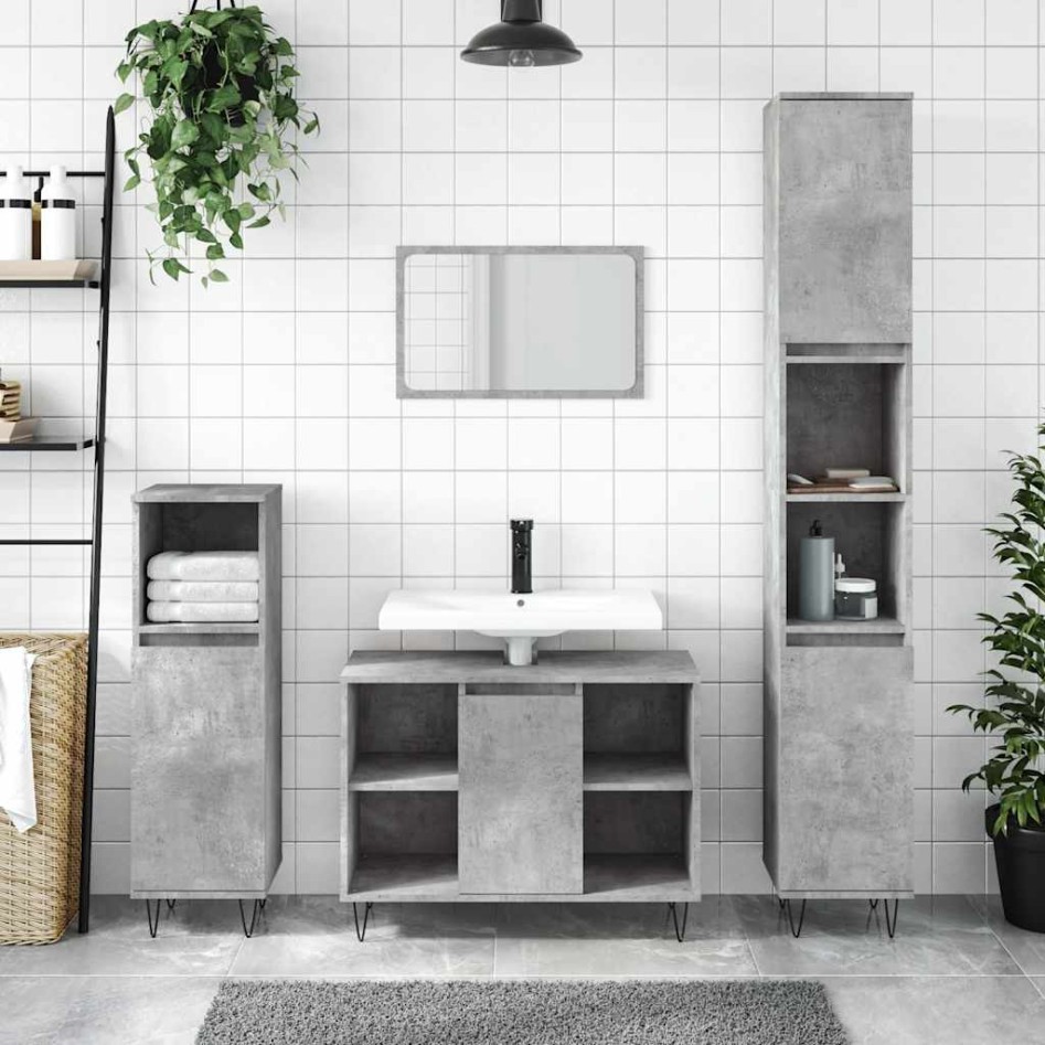 Mueble de baño madera de ingeniería gris hormigón 80x33x60