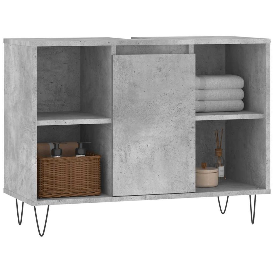Mueble de baño madera de ingeniería gris hormigón 80x33x60