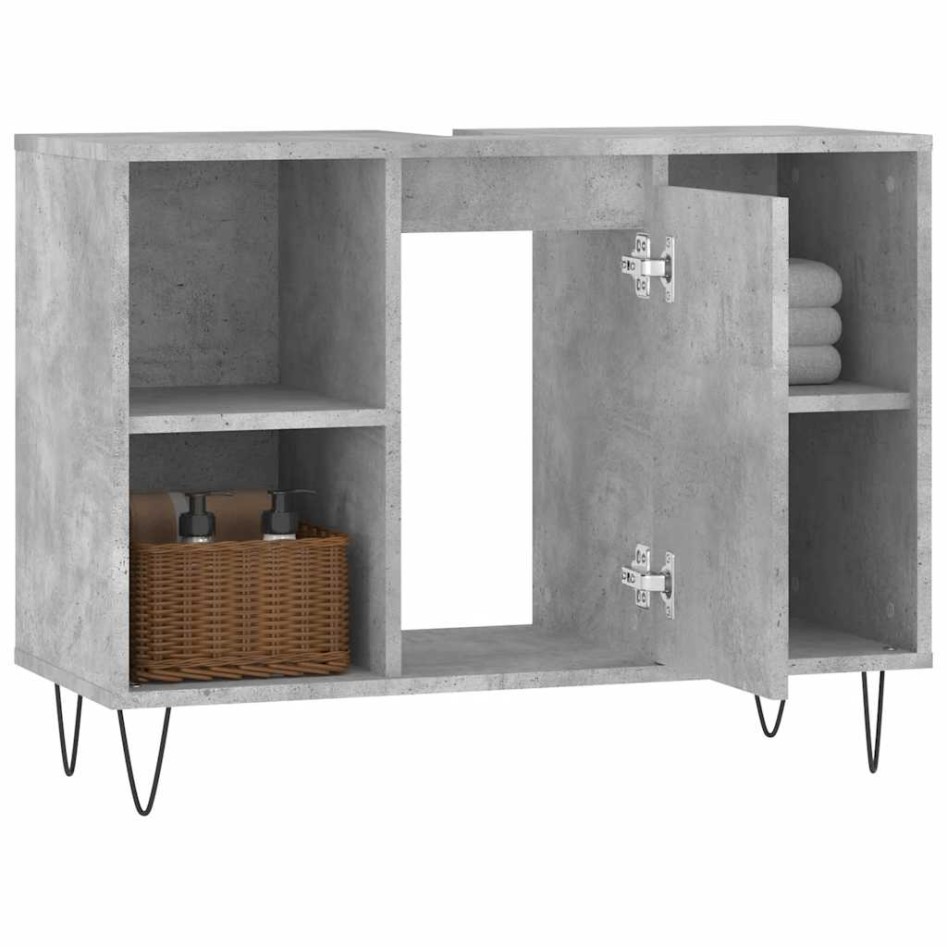 Mueble de baño madera de ingeniería gris hormigón 80x33x60