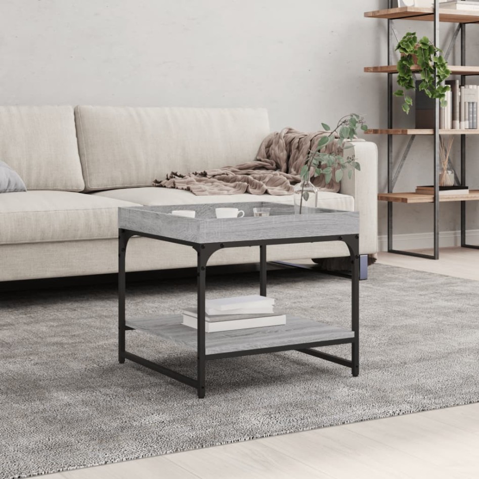 Mesa de centro madera de ingeniería gris Sonoma 49,5x49,5x45