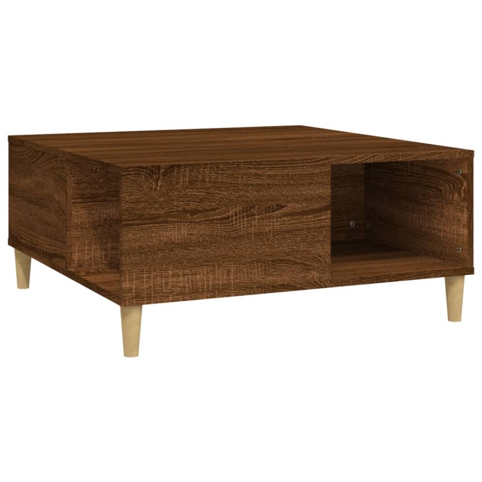 Mesa de centro madera contrachapada roble marrón 80x80x36,5