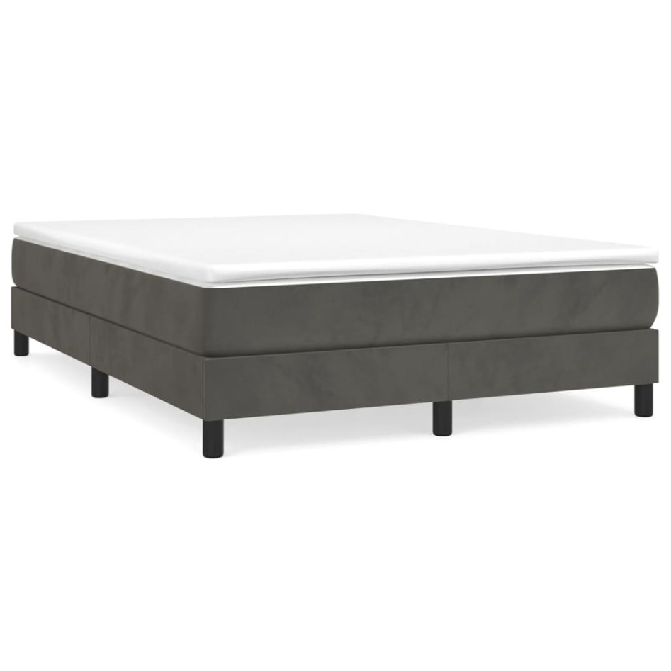 Estructura de cama box spring terciopelo gris oscuro 140x200