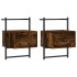 Mesitas de noche de pared 2 unidades roble ahumado 35x30x51