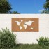 Adorno de pared jardín acero corten diseño mapamundi 105x55