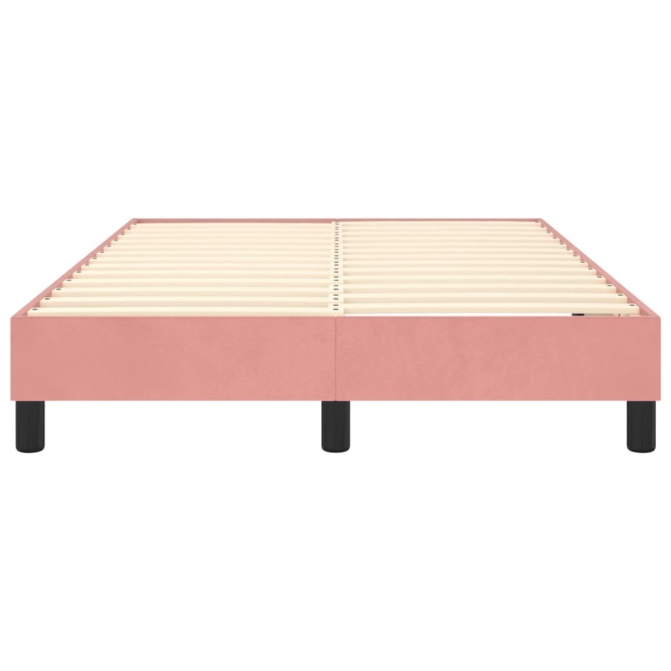 Estructura de cama box spring terciopelo rosa 120x200