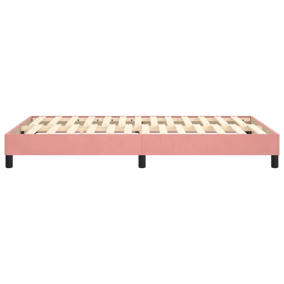 Estructura de cama box spring terciopelo rosa 120x200