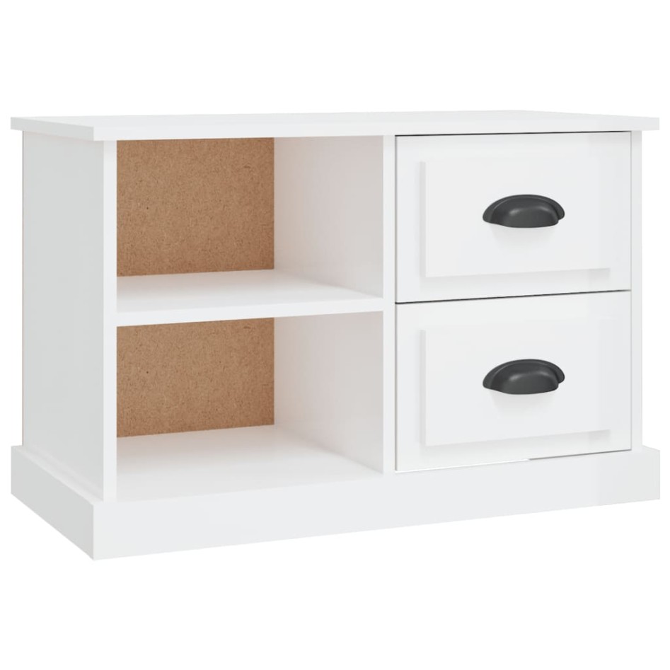 Mueble de TV madera contrachapada blanco brillo 73x35,5x47,5
