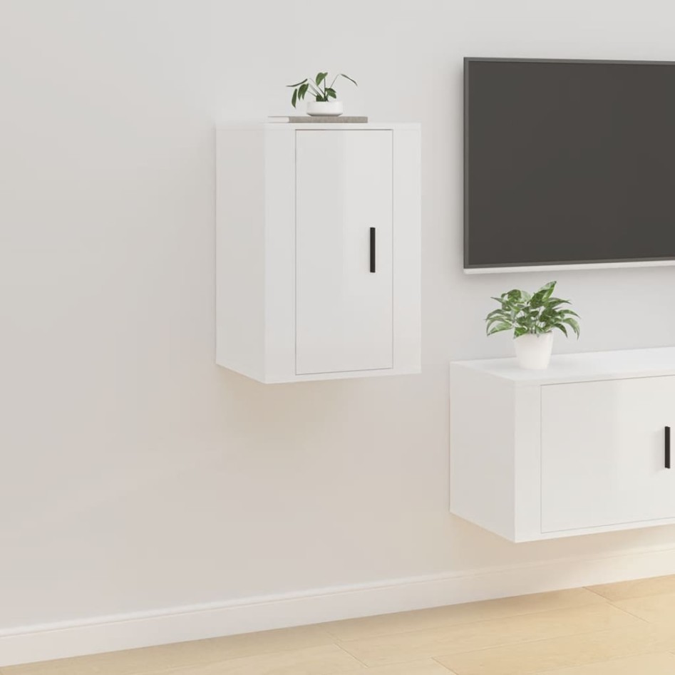 Mueble para TV de pared blanco brillante 40x34,5x60