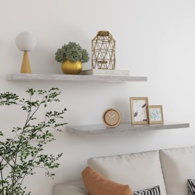 Estantes flotantes pared 2 uds gris hormigón MDF 90x23,5x3,8