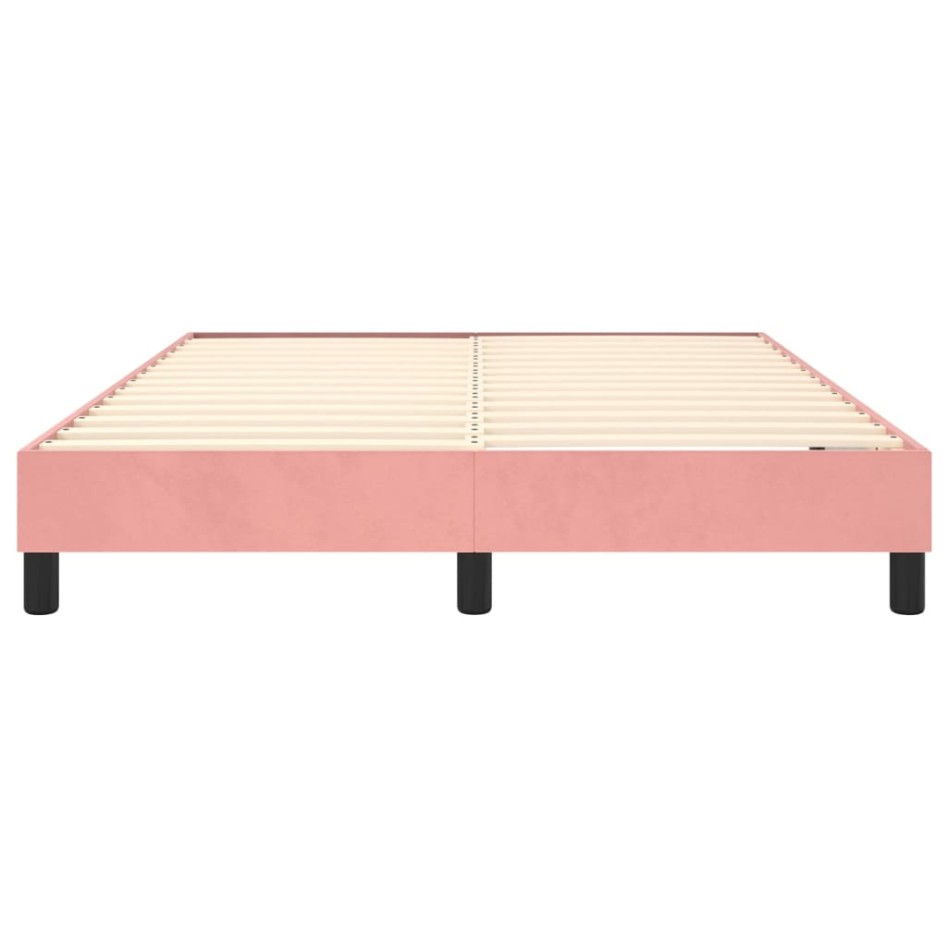 Estructura de cama box spring terciopelo rosa 140x190