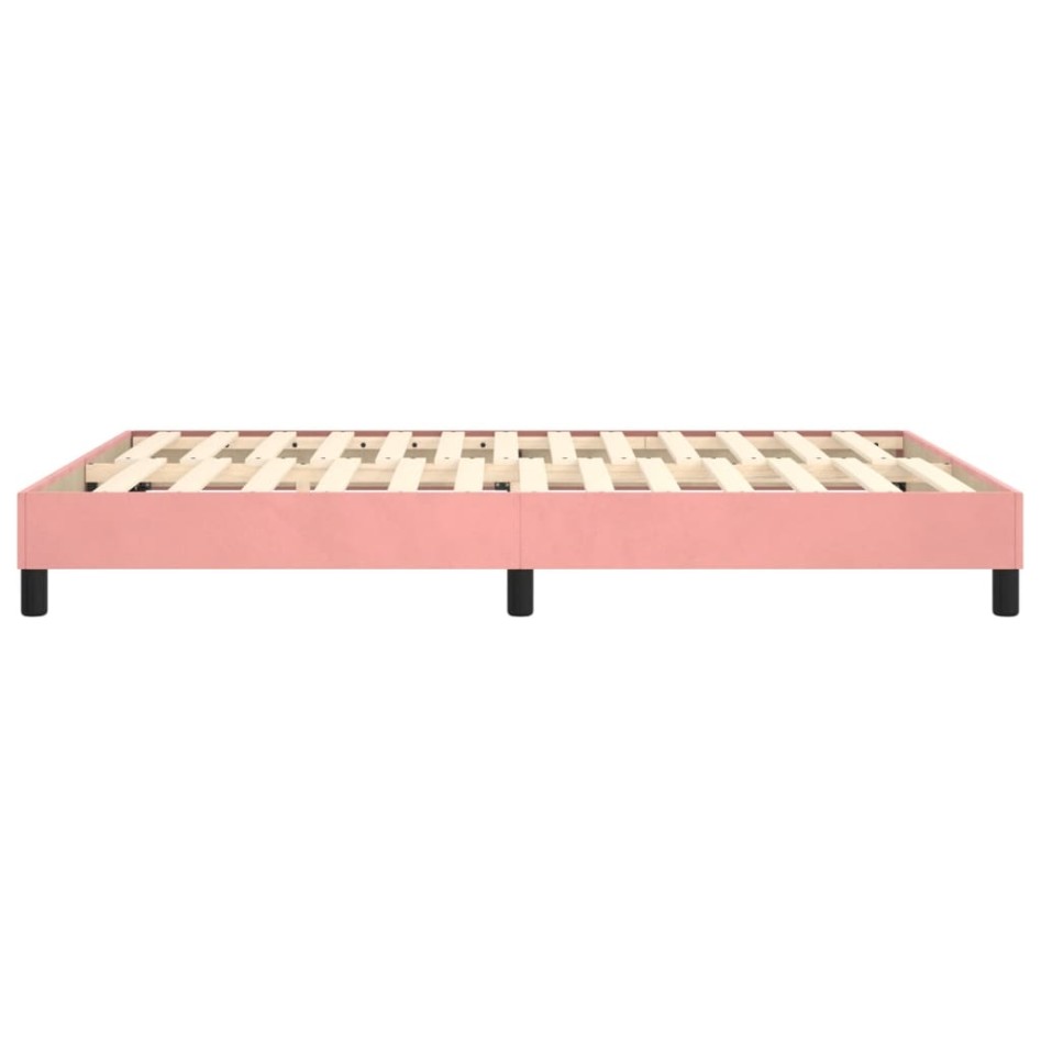 Estructura de cama box spring terciopelo rosa 140x190