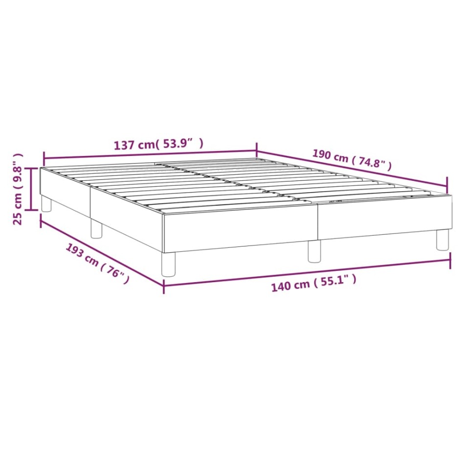 Estructura de cama box spring terciopelo rosa 140x190