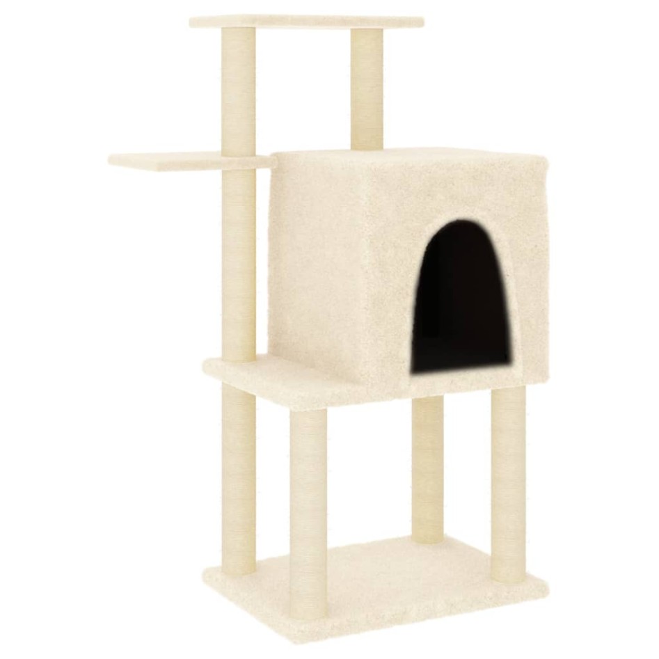 Rascador para gatos con postes de sisal color crema 97