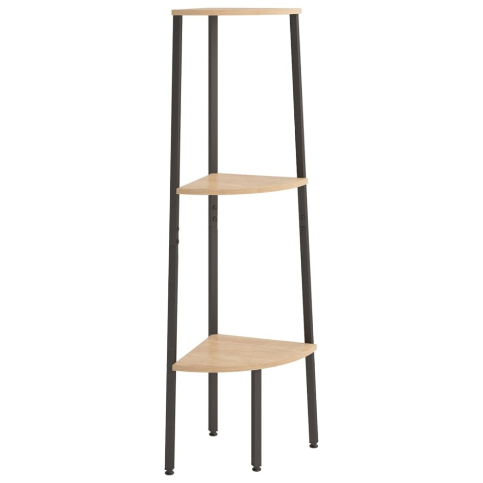 Estantería esquina 3 niveles marrón claro negro