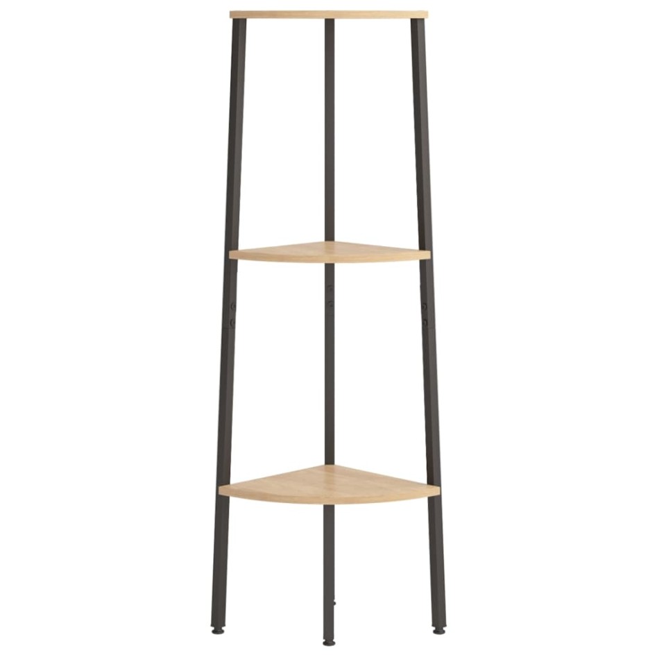 Estantería esquina 3 niveles marrón claro negro