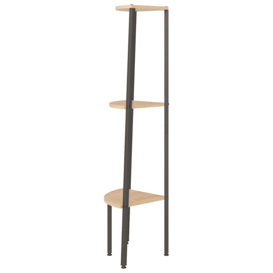 Estantería esquina 3 niveles marrón claro negro