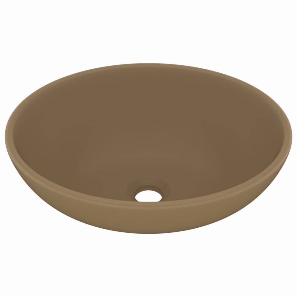 Lavabo de lujo ovalado cerámica crema mate 40x33