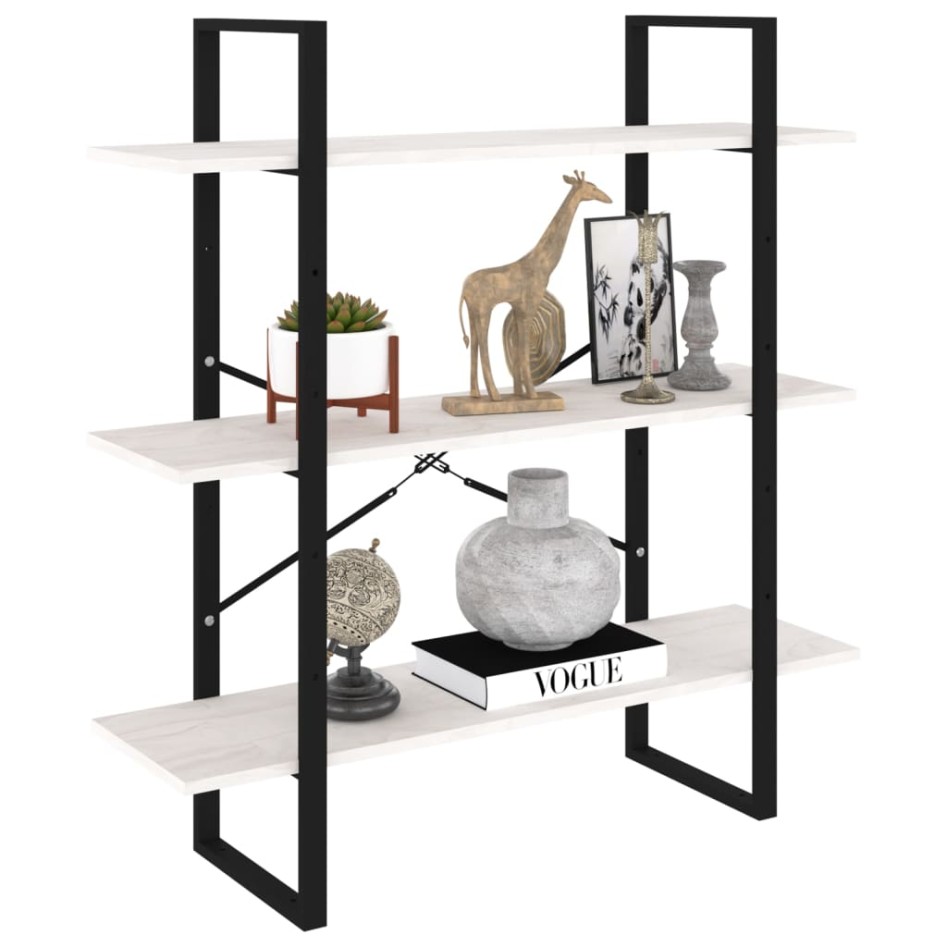 Estantería 3 niveles madera maciza de pino blanco 100x30x105