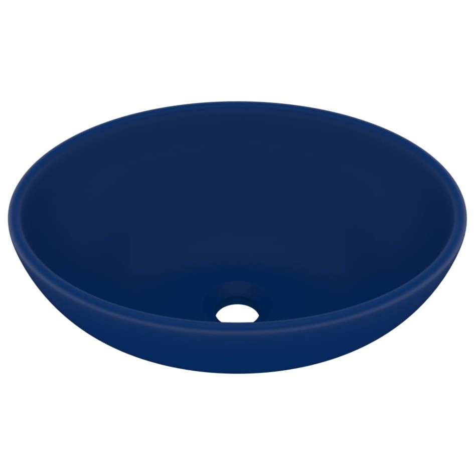 Lavabo de lujo ovalado cerámica azul oscuro mate 40x33