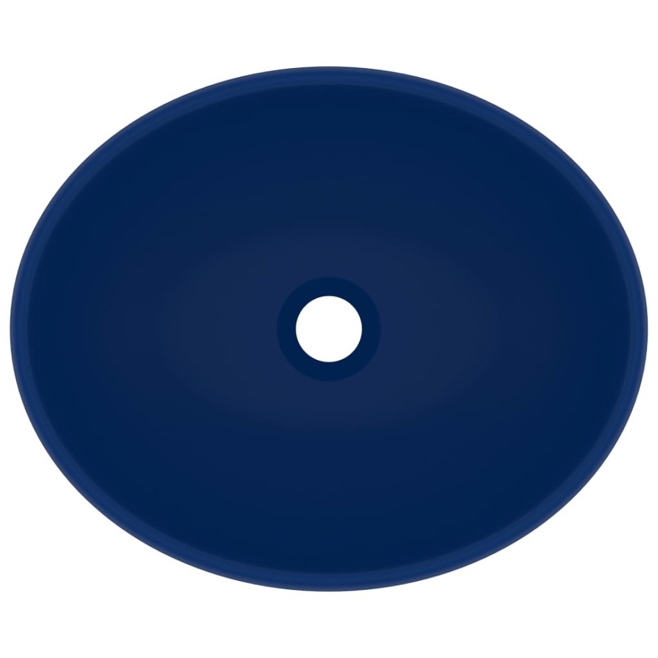 Lavabo de lujo ovalado cerámica azul oscuro mate 40x33