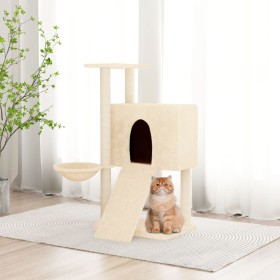 Rascador para gatos con postes de sisal crema 96