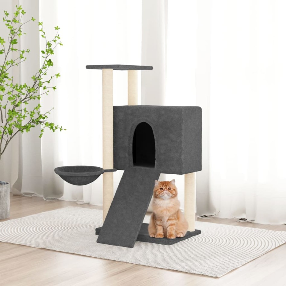 Rascador para gatos con postes de sisal gris oscuro 96
