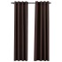 Cortinas opacas ojales look de lino 2 pzas gris topo 140x245