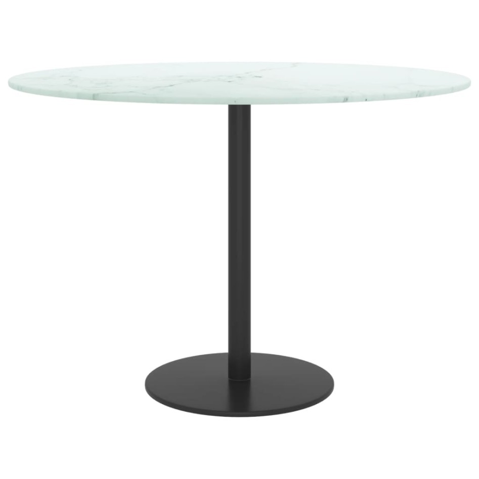 Tablero de mesa diseño mármol vidrio templado blanco Ø60x0,8