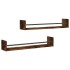 Estantes de pared con barras 2 uds roble ahumado 80x16x14