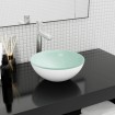 Lavabo de vidrio templado blanco 30x12 cm