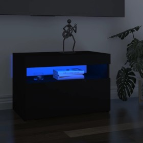 Mueble de TV con luces LED negro 60x35x40