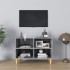 Mueble de TV patas de madera maciza gris hormigón 69,5x30x50