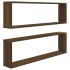 Estante cúbico de pared 2 uds madera roble marrón