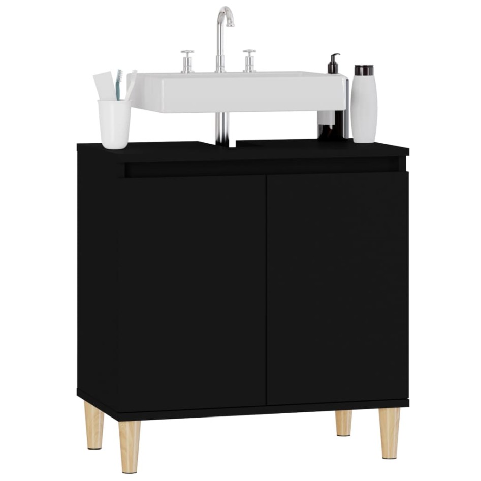 Armario para lavabo madera contrachapada negro 58x33x60