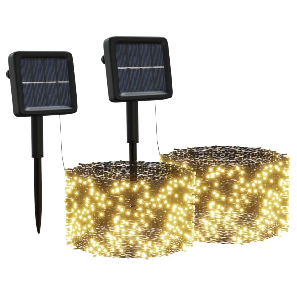 Tiras de luces solares LED 2 uds blanco
