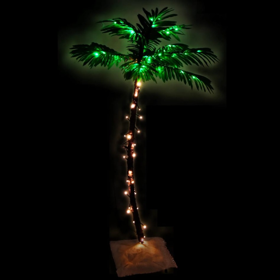 Palmera artificial con 72 LED blanco cálido 120