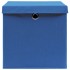 Cajas de almacenaje con tapas 4 uds tela azul 32x32x32