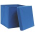 Cajas de almacenaje con tapas 4 uds tela azul 32x32x32
