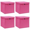 Cajas de almacenaje con tapas 4 uds tela rosa 32x32x32 cm